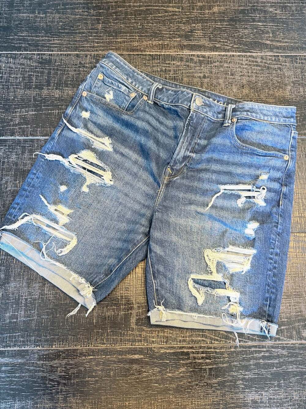 American Eagle Denim Shorts Distressed Rolled Cuff